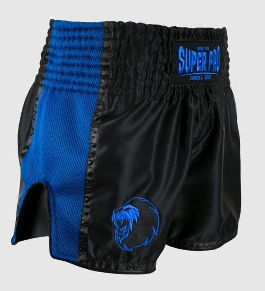 Super Pro Kickboks Broekje Brave - Zwart/Blauw - Shorts