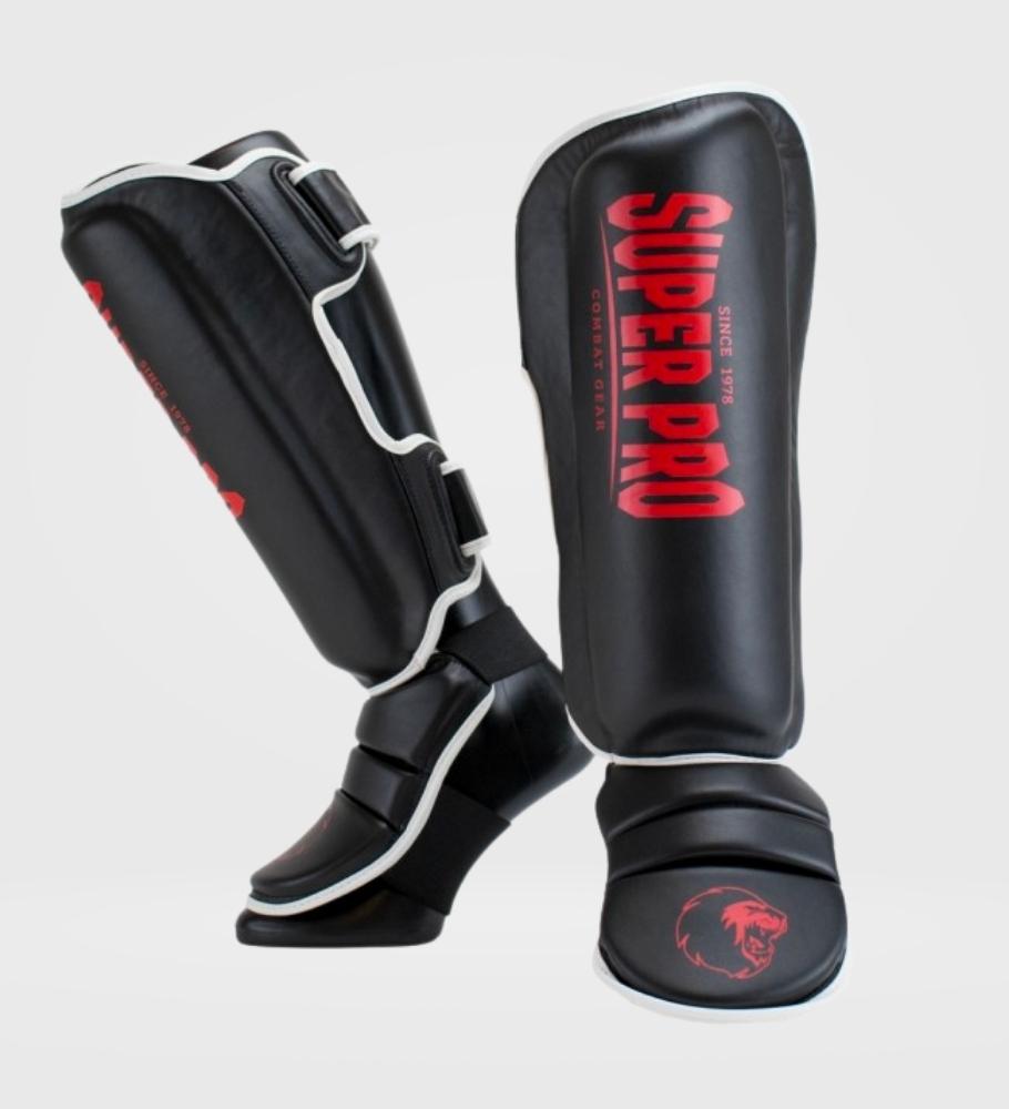 Super Pro Kickboks Scheenbeschermers Protector - Zwart/Rood - Scheenbeschermers