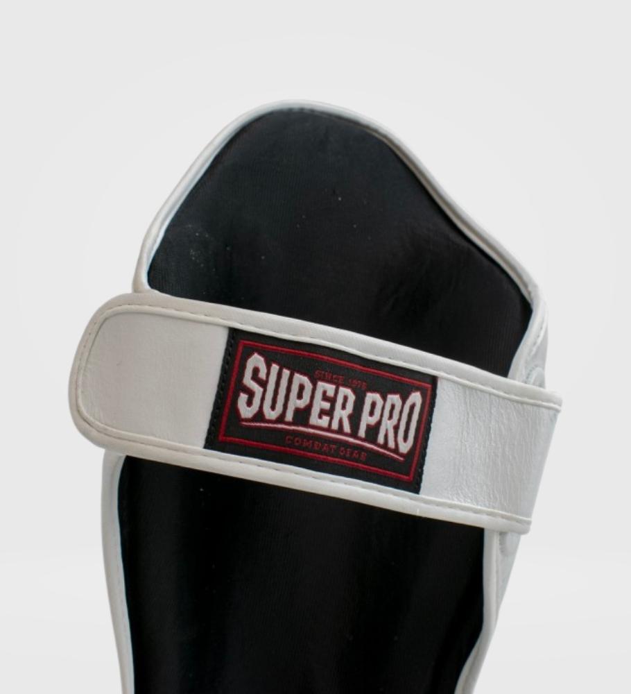 Super Pro Kickboks Scheenbeschermers Thai Pro Leer - Wit - Scheenbeschermers