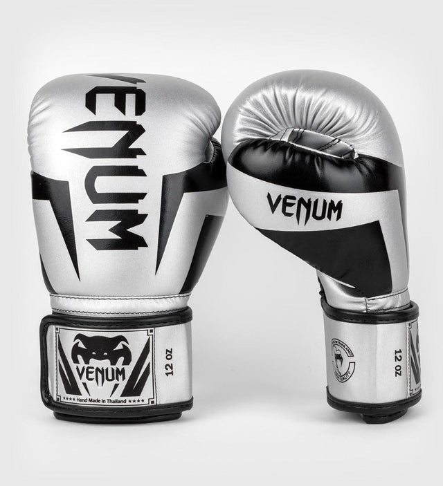 Guantes de boxeo Venum Elite – Plata/Negro – Guantes de boxeo