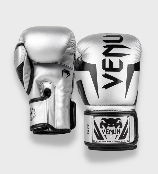 Guantes de boxeo Venum Elite – Plata/Negro – Guantes de boxeo