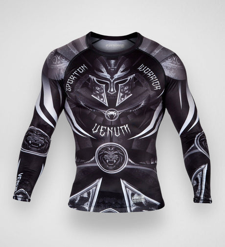 Rashguard Venum Gladiator 3.0 manches longues – Noir/Gris/Blanc