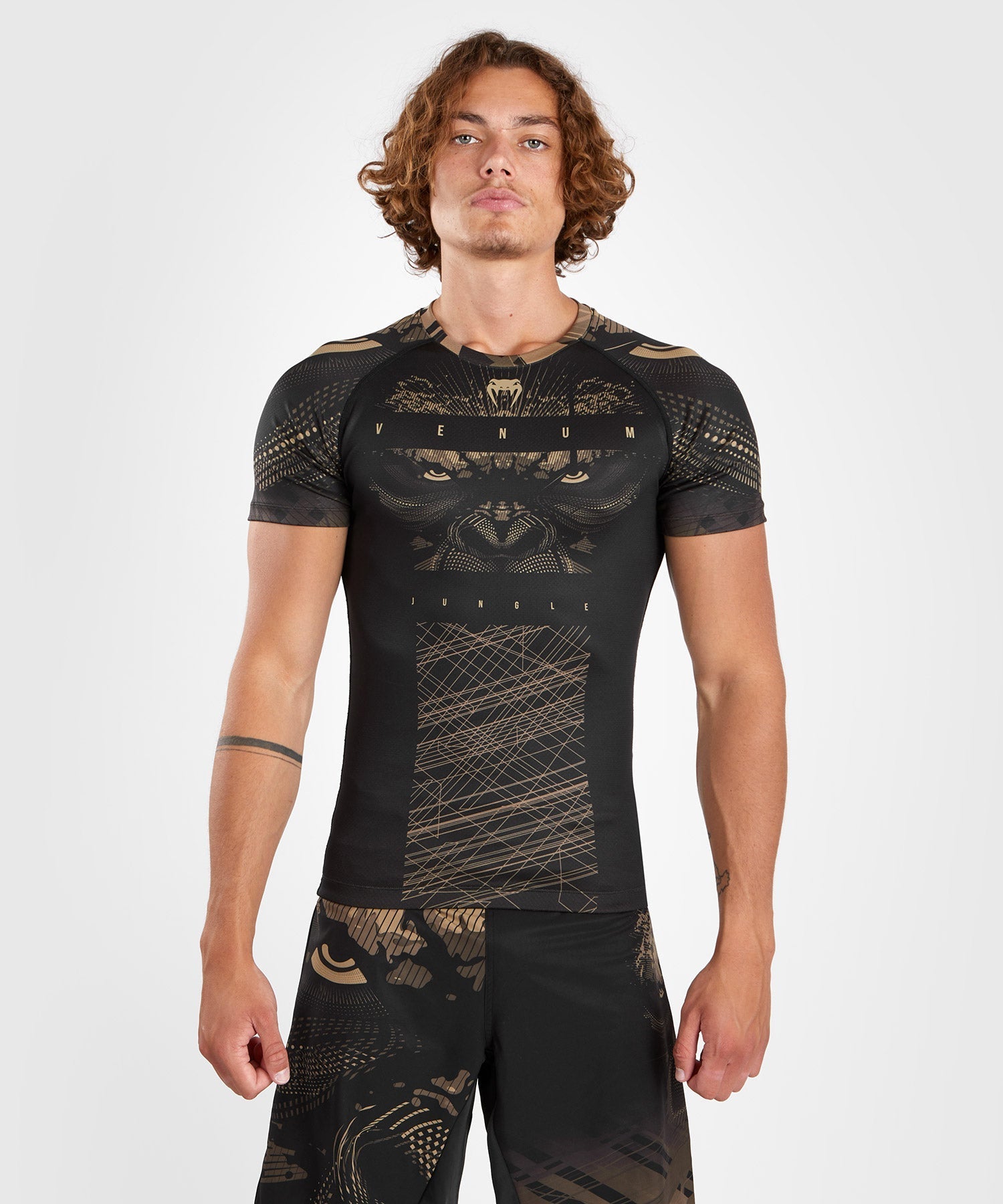 Venum Rashguard Gorilla Jungle Korte Mouwen - Zwart/Bruin - T-Shirt