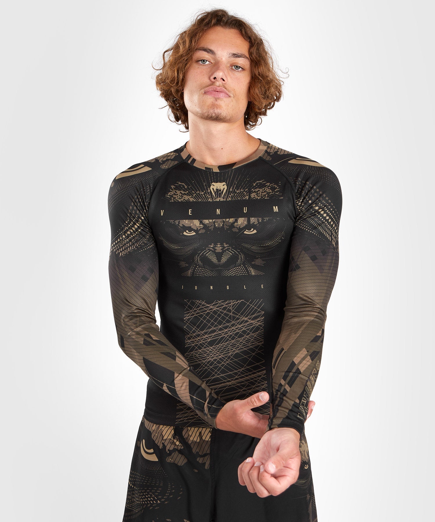 Venum Rashguard Gorilla Jungle Lange Mouwen - Zwart/Bruin - T-Shirt