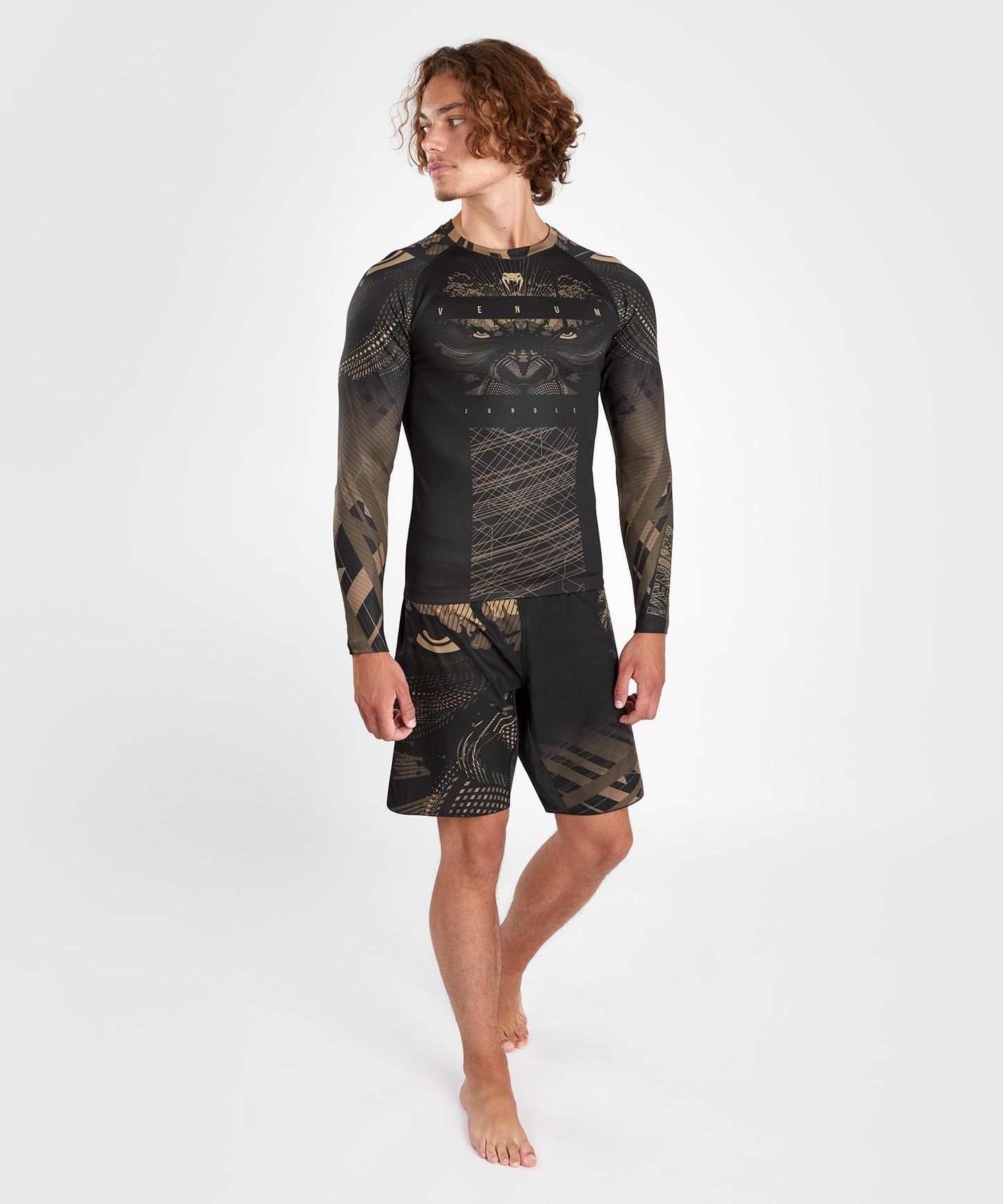 Venum Rashguard Gorilla Jungle Lange Mouwen - Zwart/Bruin - T-Shirt