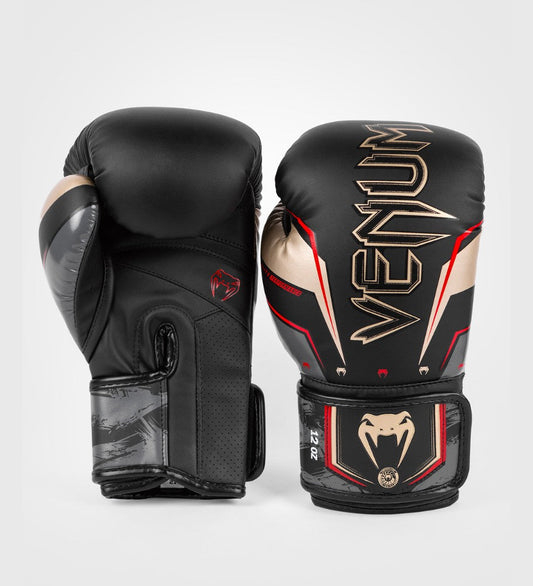 Gants de boxe Venum Elite Evo - Noir/Doré/Rouge