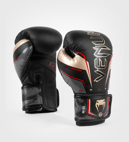 Gants de boxe Venum Elite Evo - Noir/Doré/Rouge