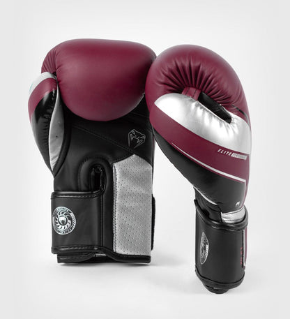 Gants de boxe Venum Elite Evo - Bordeaux/Argent/Noir