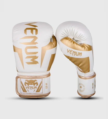 Gants de boxe Venum Elite - Blanc/Doré