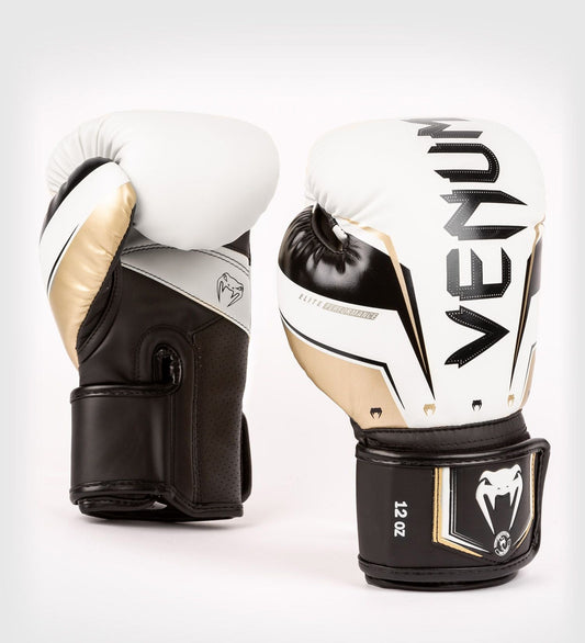 Gants de boxe Venum Elite Evo - Blanc/Noir/Doré