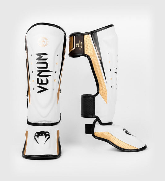 Protège-tibias Venum Elite Evo - Blanc/Doré